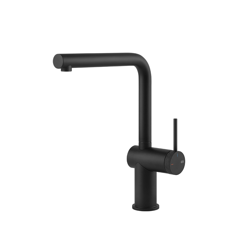 Gessi Inedito keukenmengkraan met L-uitloop (298 mm hoog) Mat Zwart