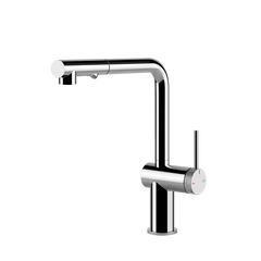 Gessi Inedito keukenmengkraan met L-uitloop en uittrekbare 2-straals handdouche (303 mm hoog) Chroom