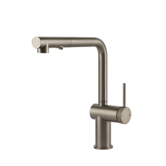 Gessi Inedito keukenmengkraan met L-uitloop en uittrekbare 2-straals handdouche (303 mm hoog) Finox
