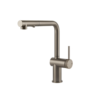 Gessi Inedito keukenmengkraan met L-uitloop en uittrekbare 2-straals handdouche (303 mm hoog) Finox