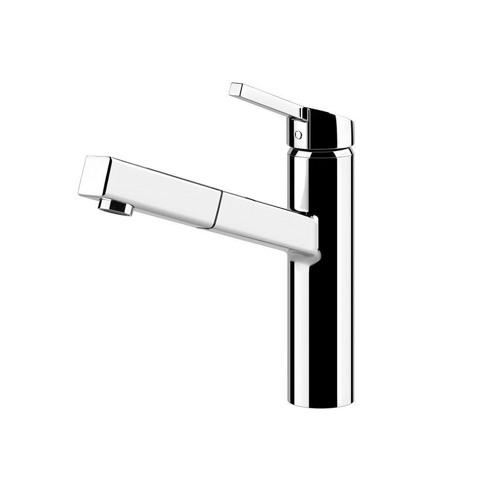 Gessi Thalium keukenmengkraan met L-uitloop en uittrekbare handdouche Chroom