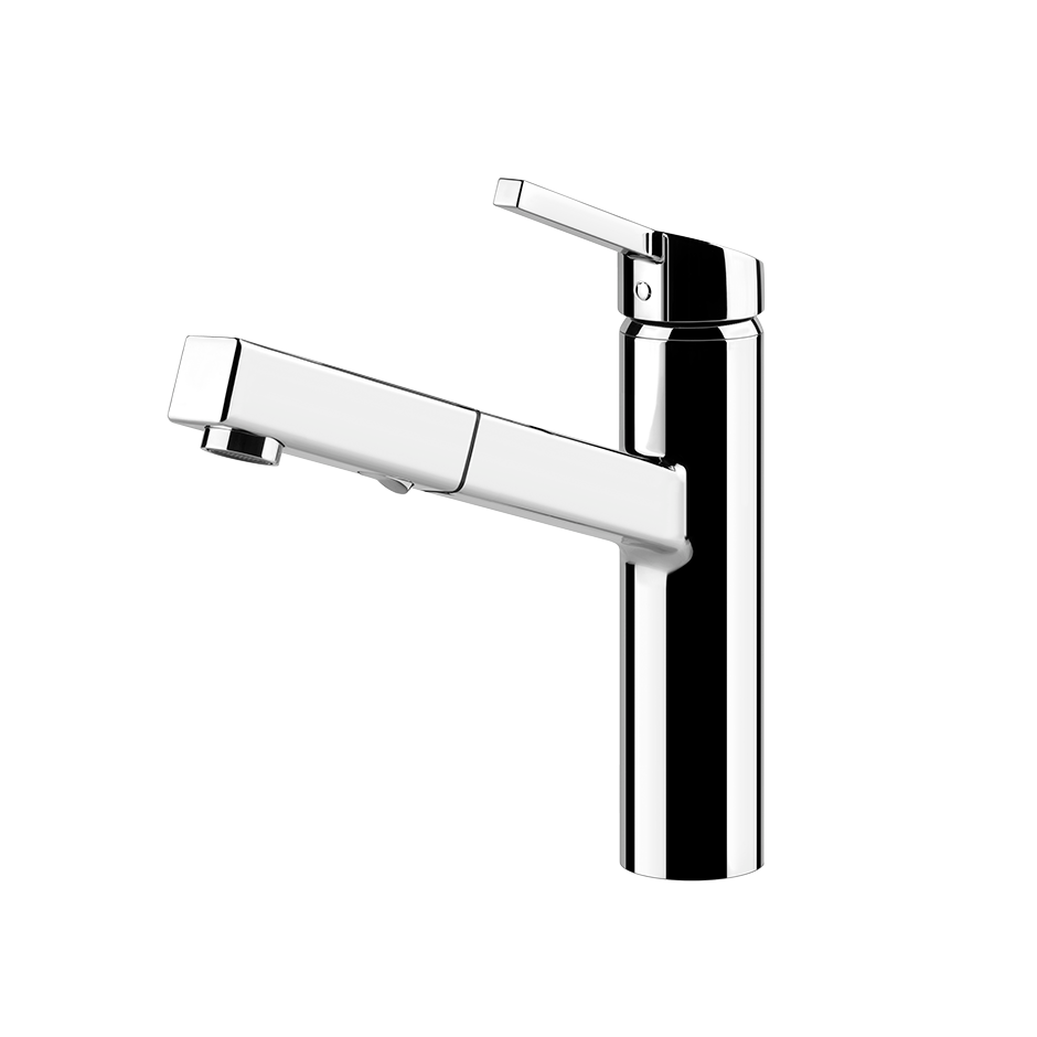 Gessi Thalium keukenmengkraan met uittrekbare 2-straals handdouche (251 mm hoog) Chroom