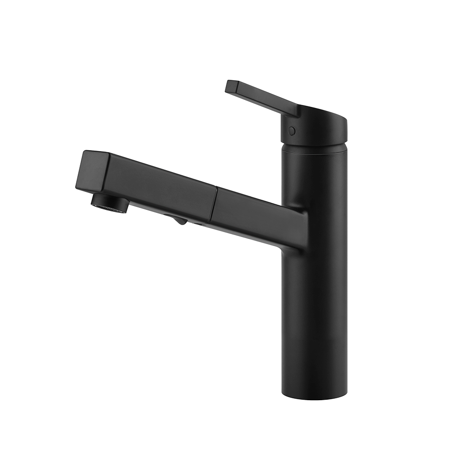 Gessi Thalium keukenmengkraan met uittrekbare 2-straals handdouche (251 mm hoog) Mat Zwart