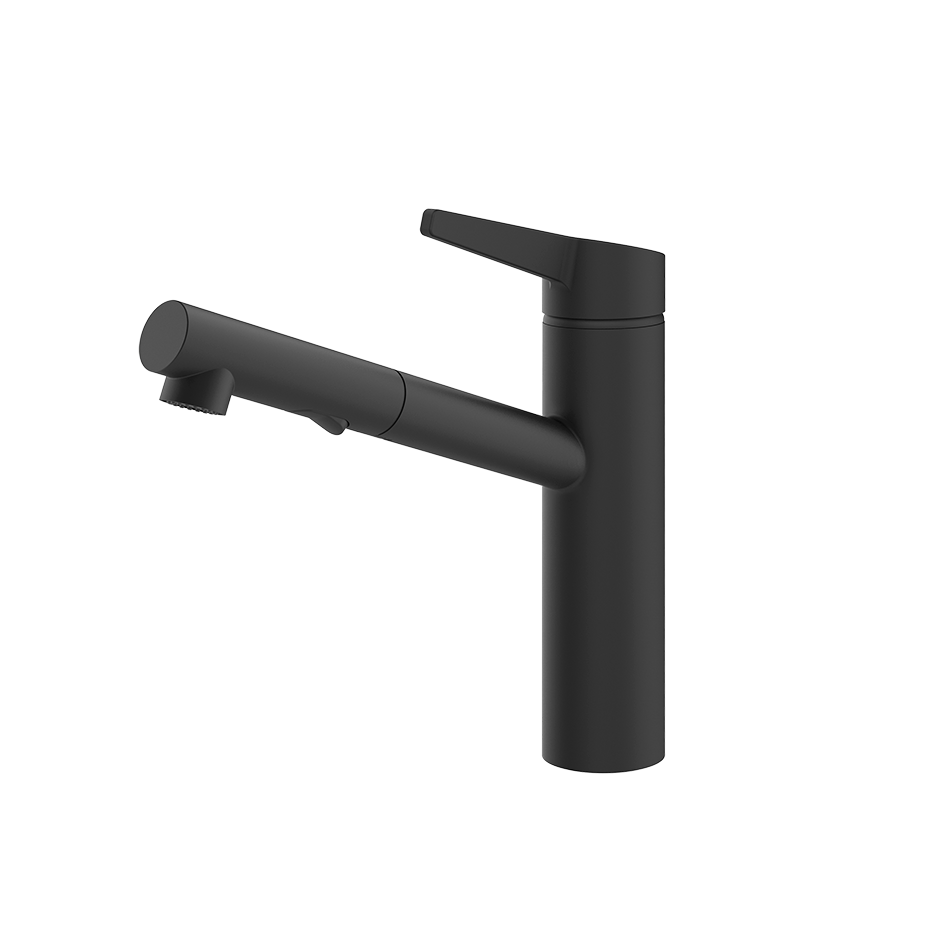 Gessi Thalium keukenmengkraan met uittrekbare 2-straals handdouche (248 mm hoog) Mat Zwart