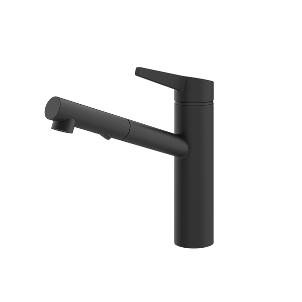 Gessi Thalium keukenmengkraan met uittrekbare 2-straals handdouche (248 mm hoog) Mat Zwart