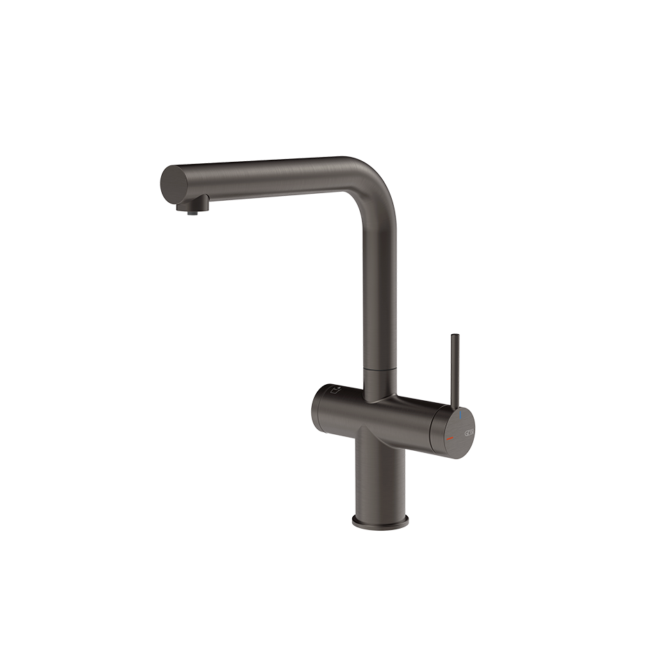 Gessi Inedito filterwaterkraan met L-uitloop Zwart Metaal Geborsteld