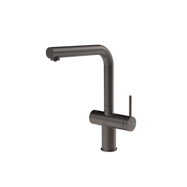 Gessi Inedito filterwaterkraan met L-uitloop Zwart Metaal Geborsteld
