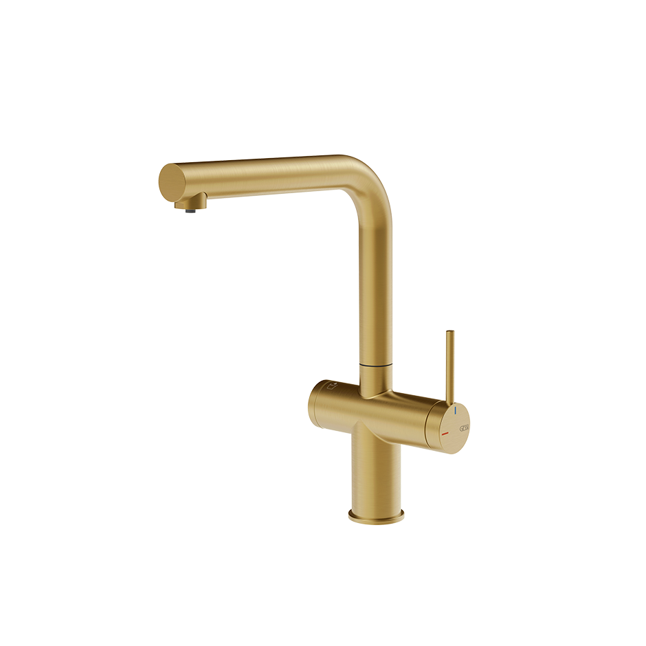 Gessi Inedito filterwaterkraan met L-uitloop Geborsteld Goud