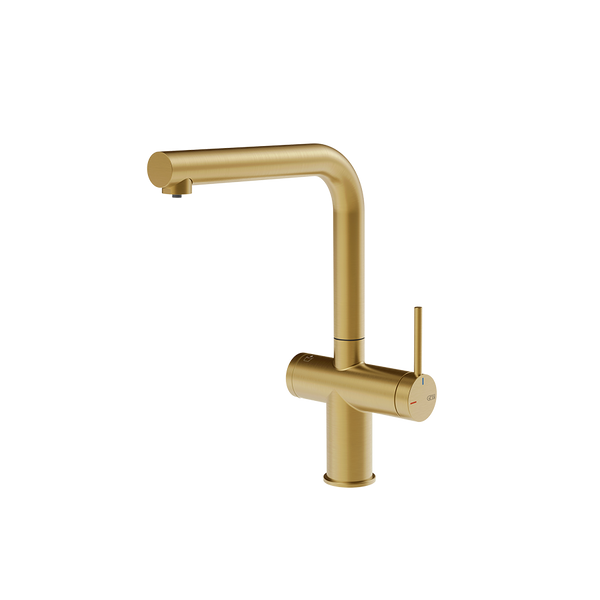 Gessi Inedito filterwaterkraan met L-uitloop Geborsteld Goud