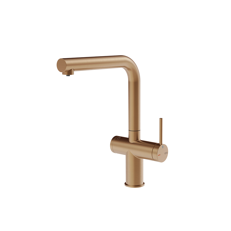 Gessi Inedito filterwaterkraan met L-uitloop Warm Brons Geborsteld