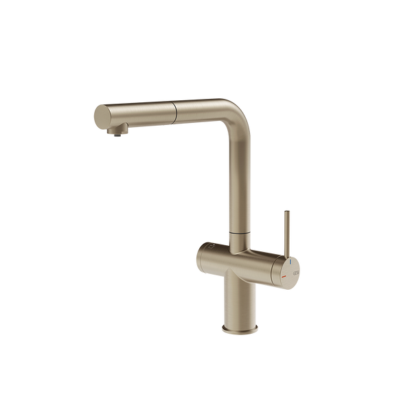 Gessi Inedito filterwaterkraan met L-uitloop en uittrekbare handdouche Finox