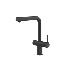 Gessi Inedito filterwaterkraan met L-uitloop en uittrekbare handdouche Mat Zwart