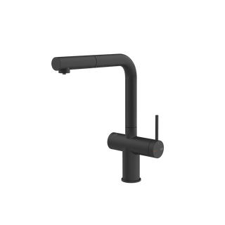 Gessi Inedito filterwaterkraan met L-uitloop en uittrekbare handdouche Mat Zwart