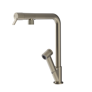 Gessi Fisso keukenmengkraan met L-uitloop en uittrekbare 2-straals handdouche Finox