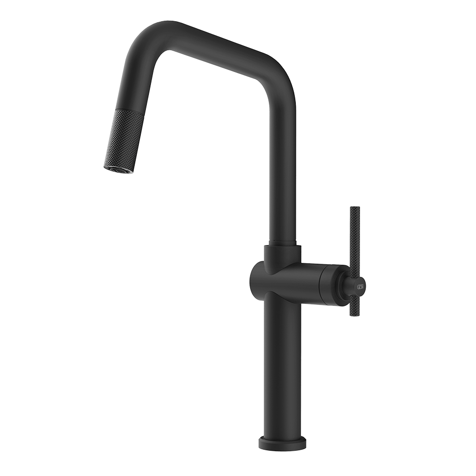 Gessi Habito keukenmengkraan met U-uitloop en uittrekbare handdouche Mat Zwart