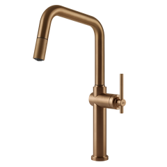 Gessi Habito keukenmengkraan met U-uitloop en uittrekbare handdouche Warm Brons Geborsteld