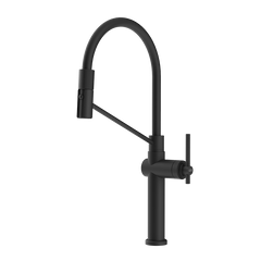 Gessi Habito semi-professionele keukenmengkraan met uittrekbare 2-straals handdouche Mat Zwart