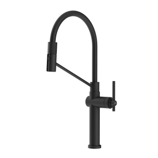 Gessi Habito semi-professionele keukenmengkraan met uittrekbare 2-straals handdouche Mat Zwart