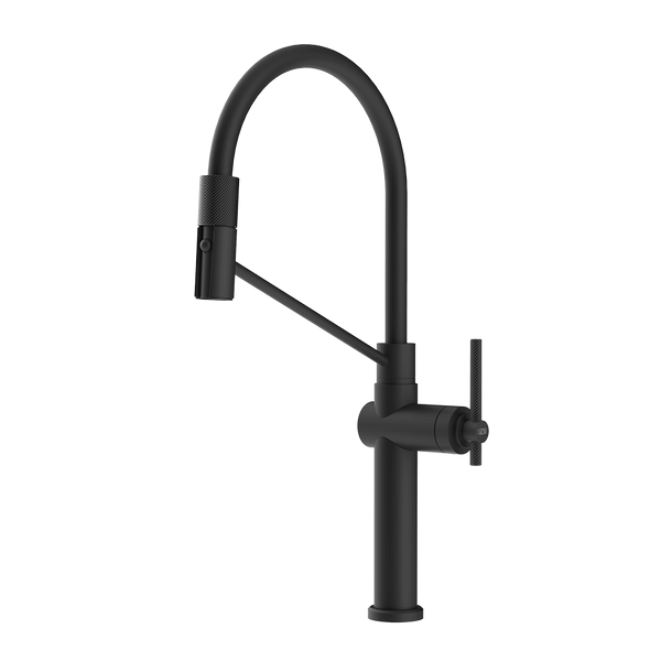 Gessi Habito semi-professionele keukenmengkraan met uittrekbare 2-straals handdouche Mat Zwart