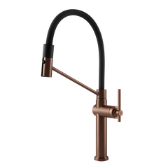 Gessi Habito semi-professionele keukenmengkraan met uittrekbare 2-straals handdouche Geborsteld Koper