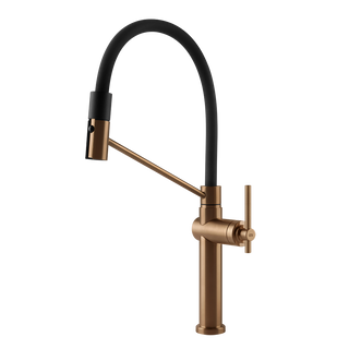 Gessi Habito semi-professionele keukenmengkraan met uittrekbare 2-straals handdouche Warm Brons Geborsteld