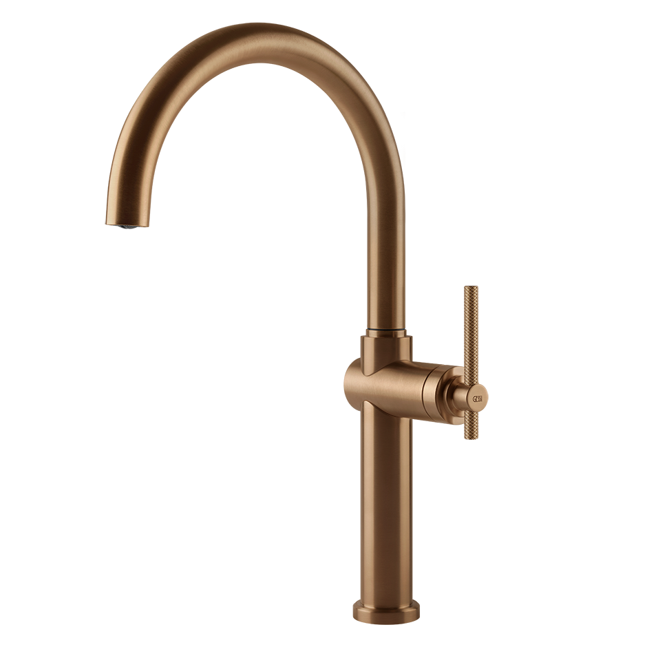 Gessi Habito keukenmengkraan met gebogen uitloop Warm Brons Geborsteld