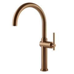 Gessi Habito keukenmengkraan met gebogen uitloop Warm Brons Geborsteld