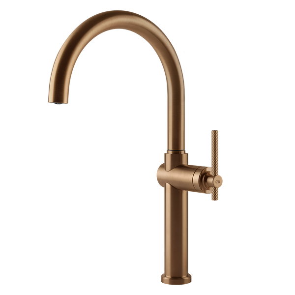 Gessi Habito keukenmengkraan met gebogen uitloop Warm Brons Geborsteld
