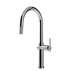 Gessi Habito keukenmengkraan met gebogen uitloop en uittrekbare handdouche Chroom