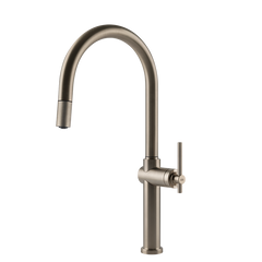 Gessi Habito keukenmengkraan met gebogen uitloop en uittrekbare handdouche Finox