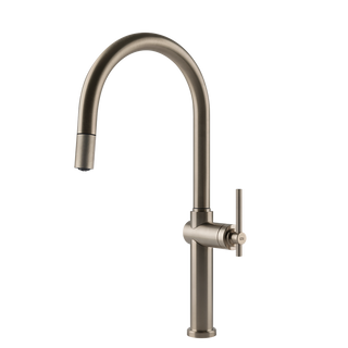 Gessi Habito keukenmengkraan met gebogen uitloop en uittrekbare handdouche Finox