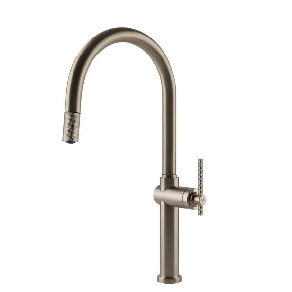 Gessi Habito keukenmengkraan met gebogen uitloop en uittrekbare handdouche Finox