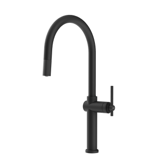 Gessi Habito keukenmengkraan met gebogen uitloop en uittrekbare handdouche Mat Zwart