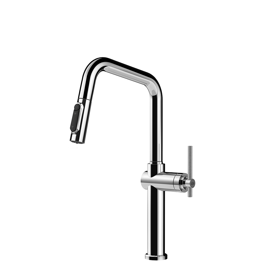 Gessi Habito Diamantato filterwaterkraan met U-uitloop en uittrekbare 2-straals handdouche Chroom