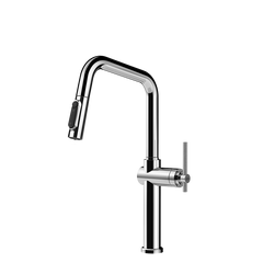 Gessi Habito Diamantato filterwaterkraan met U-uitloop en uittrekbare 2-straals handdouche Chroom