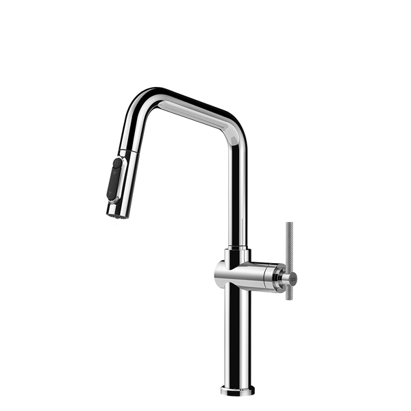 Gessi Habito Diamantato filterwaterkraan met U-uitloop en uittrekbare 2-straals handdouche Chroom