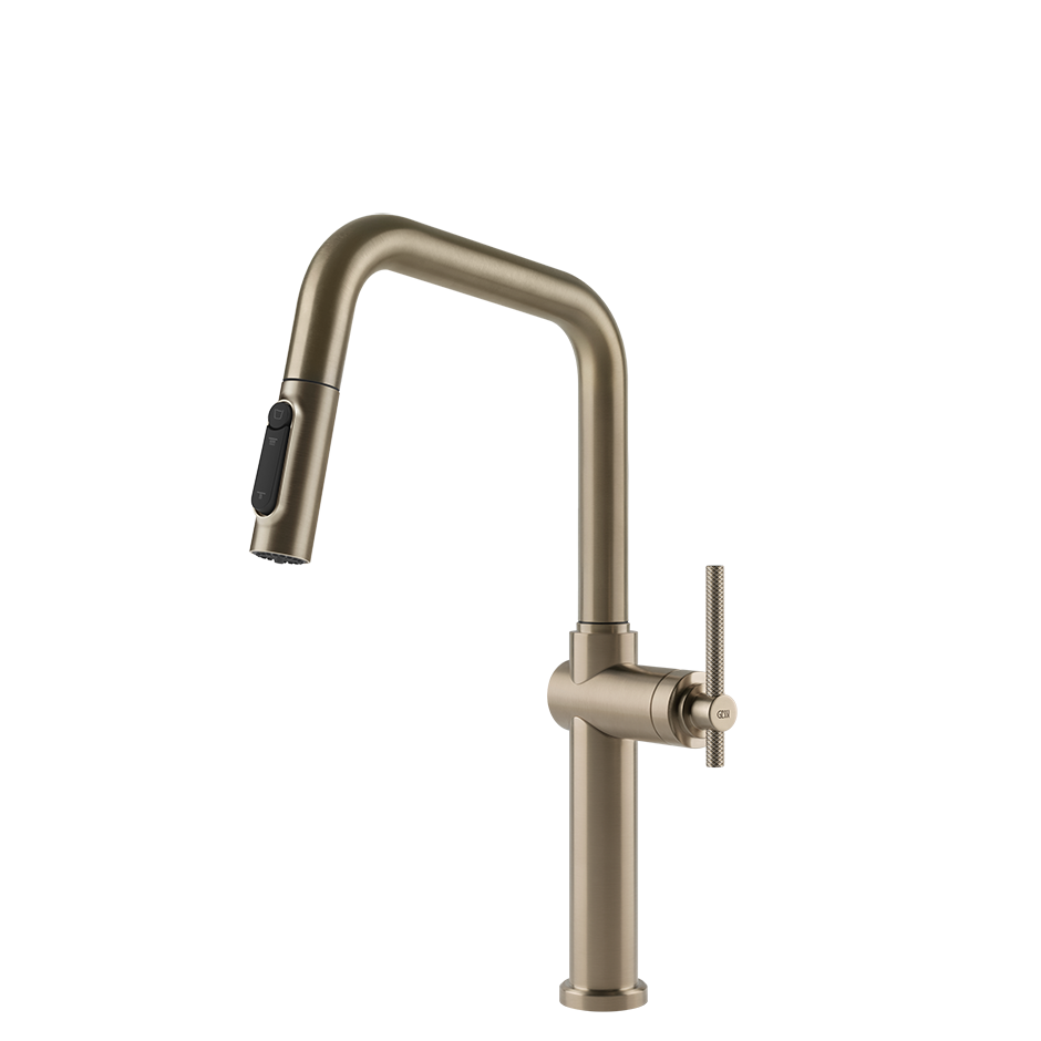Gessi Habito Diamantato filterwaterkraan met U-uitloop en uittrekbare 2-straals handdouche Finox