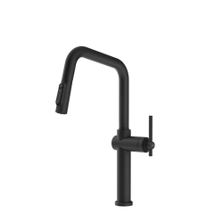 Gessi Habito Diamantato filterwaterkraan met U-uitloop en uittrekbare 2-straals handdouche Mat Zwart