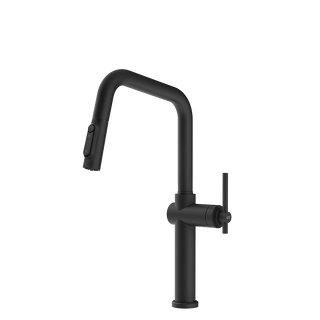 Gessi Habito Diamantato filterwaterkraan met U-uitloop en uittrekbare 2-straals handdouche Mat Zwart