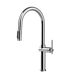 Gessi Habito Diamantato filterwaterkraan met gebogen uitloop en uittrekbare 2-straals handdouche Chroom