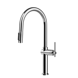 Gessi Habito Diamantato filterwaterkraan met gebogen uitloop en uittrekbare 2-straals handdouche Chroom