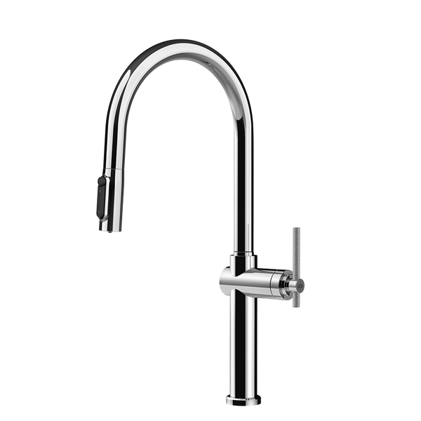 Gessi Habito Diamantato filterwaterkraan met gebogen uitloop en uittrekbare 2-straals handdouche Chroom