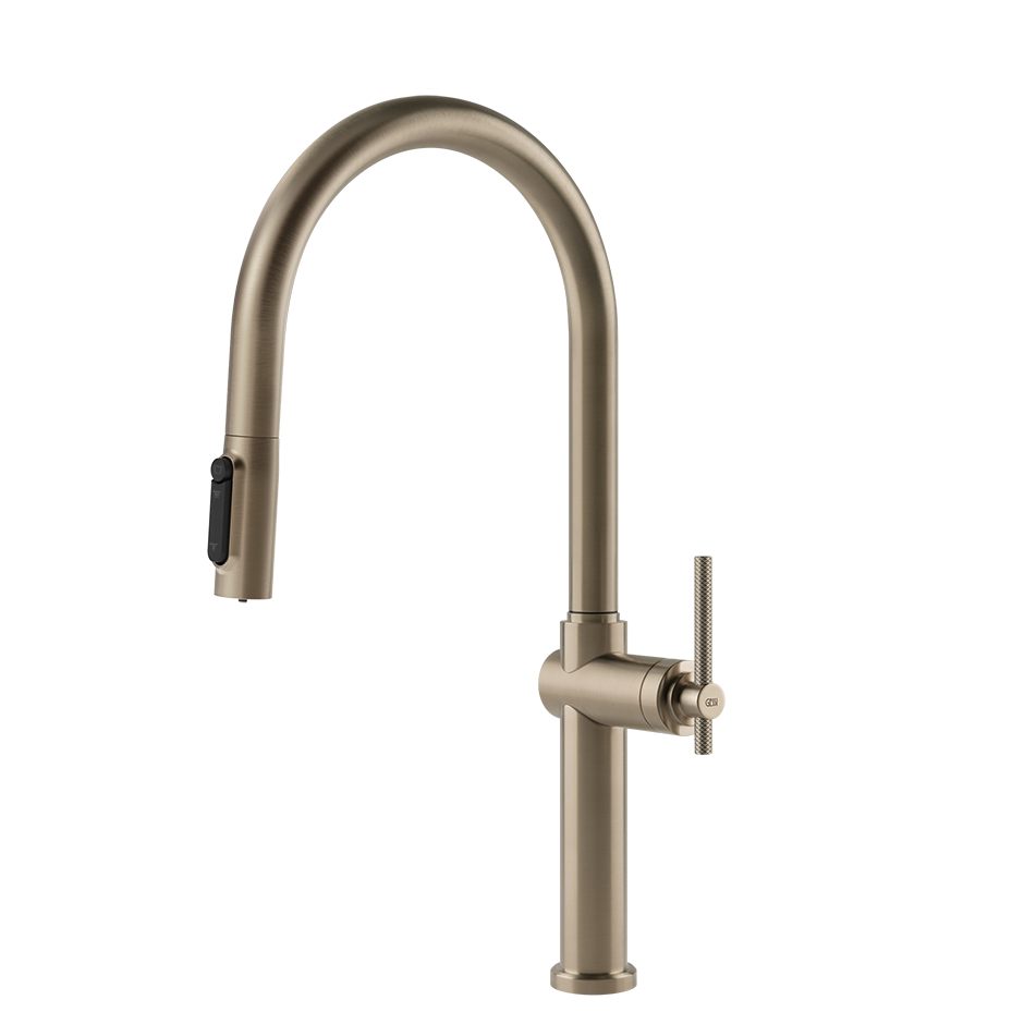 Gessi Habito Diamantato filterwaterkraan met gebogen uitloop en uittrekbare 2-straals handdouche Finox