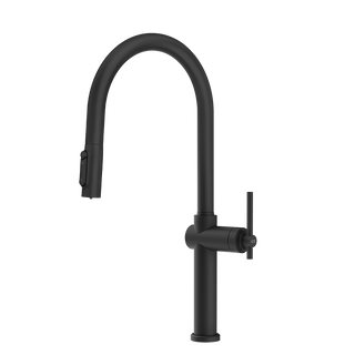 Gessi Habito Diamantato filterwaterkraan met gebogen uitloop en uittrekbare 2-straals handdouche Mat Zwart
