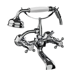 Horus Ascott wand badmengkraan met kruisgrepen en handdouche, hartafstand 150 mm 62.414