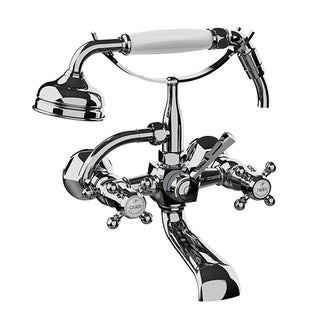 Horus Ascott wand badmengkraan met kruisgrepen en handdouche, hartafstand 150 mm 62.414