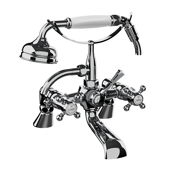 Horus Ascott badrandmengkraan met Astoria-kruisgrepen en handdouche, hartafstand 150 mm 20.485