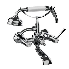 Horus Ascott wand badmengkraan met hendels en handdouche, hartafstand 150 mm 65.414
