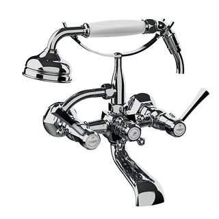 Horus Ascott wand badmengkraan met hendels en handdouche, hartafstand 150 mm 65.414