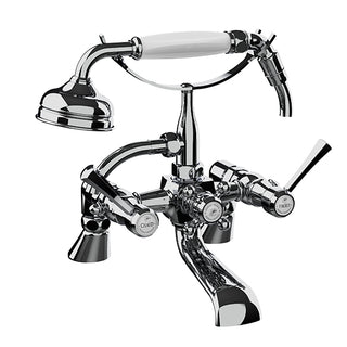 Horus Ascott badrandmengkraan met hendels en handdouche, hartafstand 150 mm 65.485